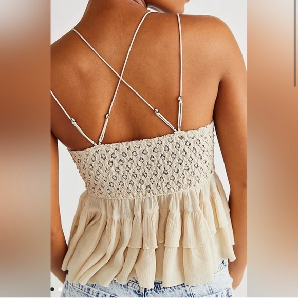 Free People Coachella Flowy Top Cami Summer NWT Y2K Elegant White Lace Women Top - Picture 4 of 6